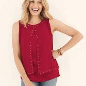 Chico's size 2 red double layered embellished tank